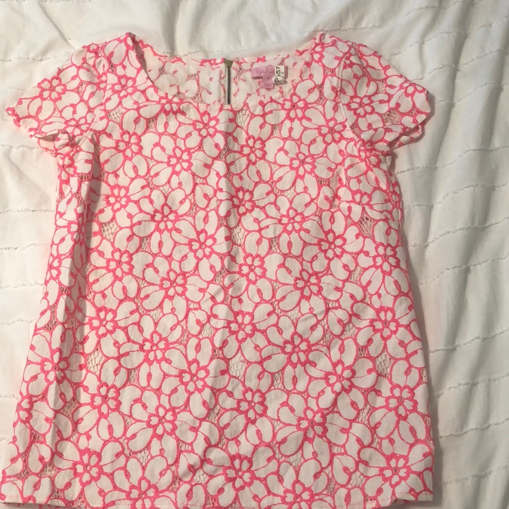 Lilly Pulitzer Pink and White Floral Top